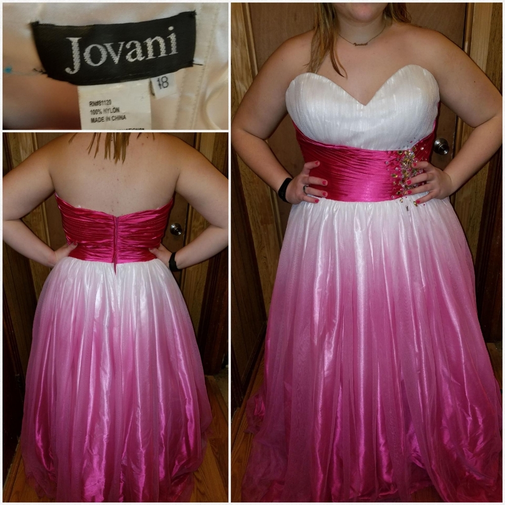 JOVANI (Size 18) pink Ombré ballgown with zipper back 2012 DISCONTINUED